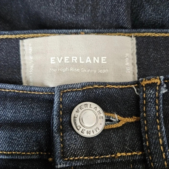 Everlane The High Rise Skinny Ankle Jeans Dark Wash Slim Denim - Picture 4 of 5